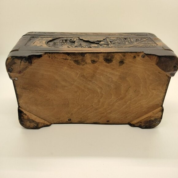 Antique Camphor Wood Intricately Hand Carved Box Jewelry Trinket Early 1900's - Picture 11 of 16